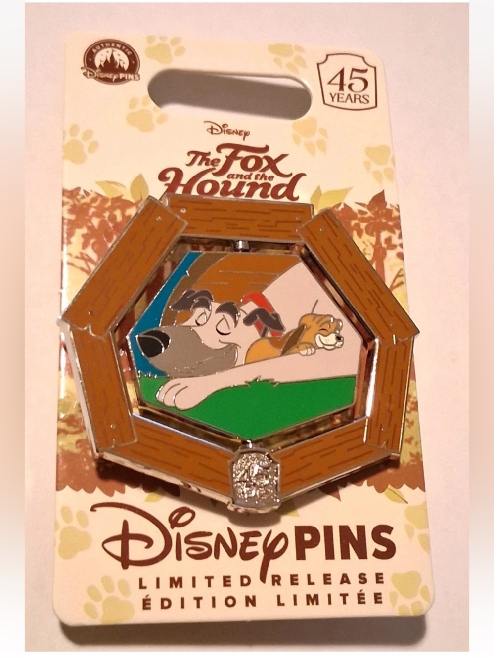 Disney Parks The Fox And The Hound 45th Anniversary Spinner Pin LR New